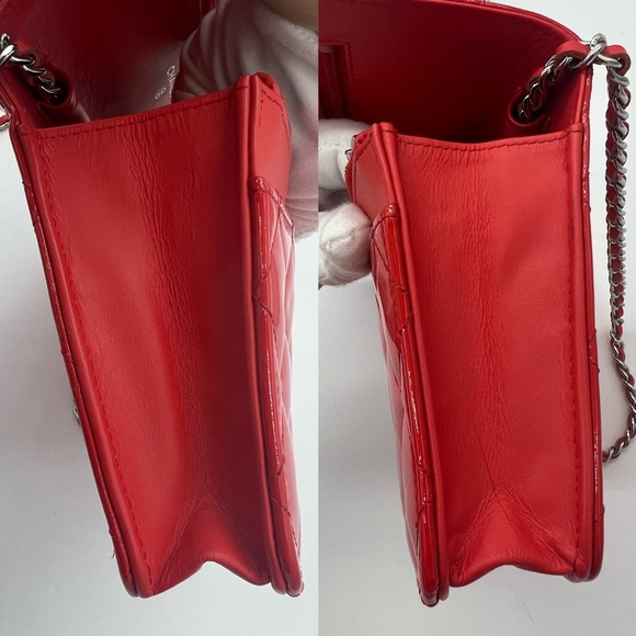 Authentic Chanel red patent calfskin leather Wallet on Chain - Picture 14 of 17